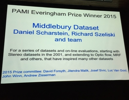 Middlebury Dataset awarded 2015 IEEE Mark Everingham Prize